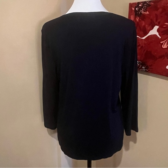 Ralph Lauren Navy Ruffle Front Long Sleeve Henley Tee, size Large - Picture 5 of 8